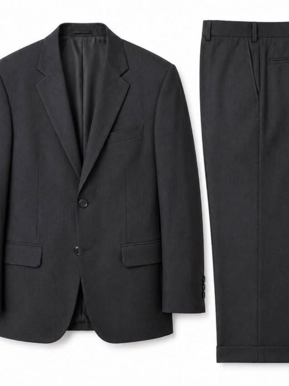 Men's Tailored Black Two-Button Suit Jacket and Pants 38 waist